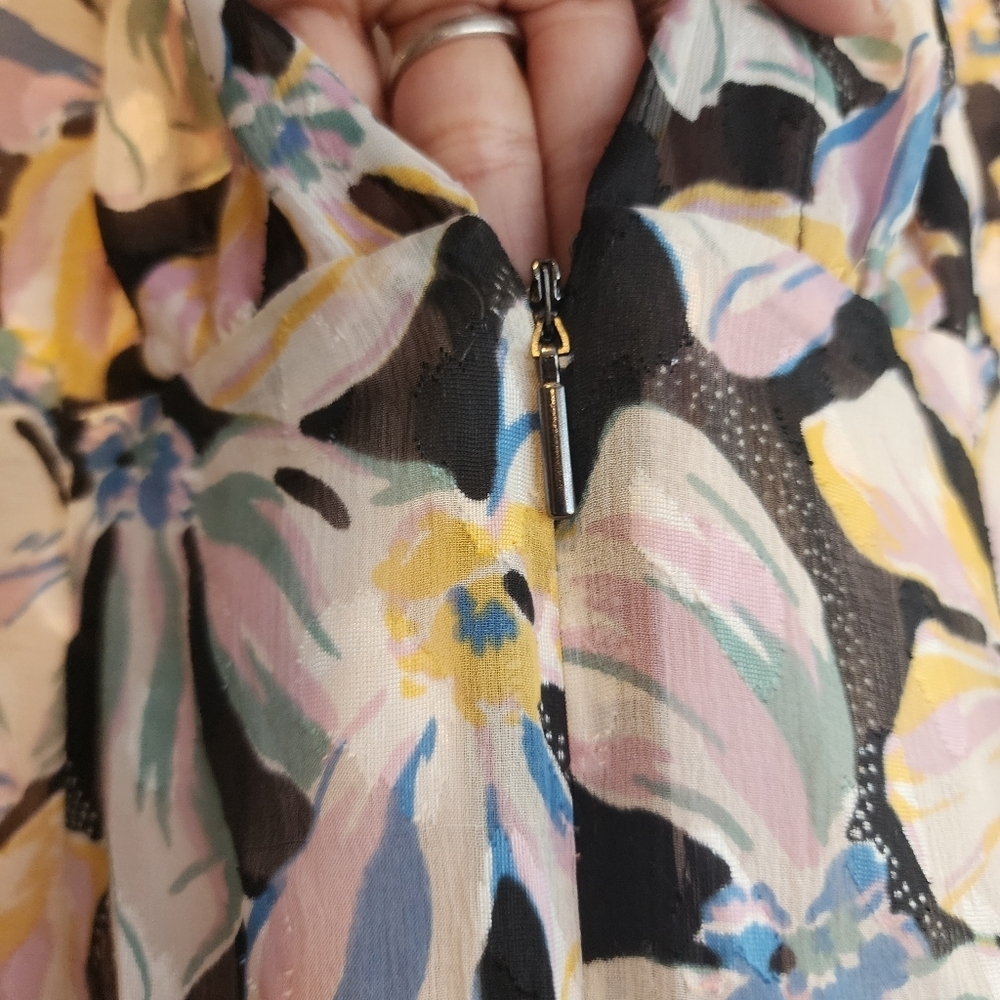 REBECCA TAYLOR NYC BOW FLEUR MIDI RUCHED DRESS SIZE 0 - Picture 12 of 17